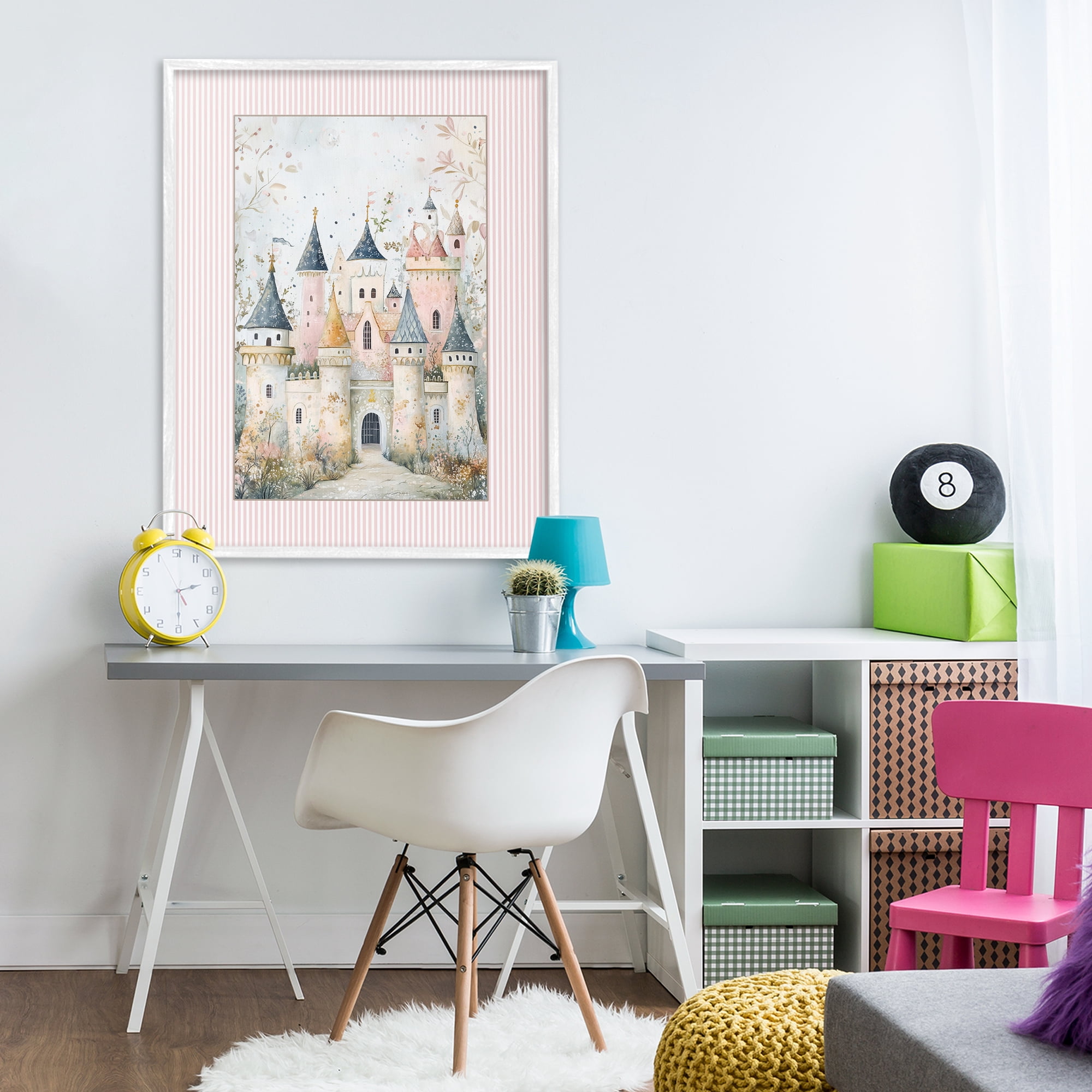Stupell Industries Enchanted Dreams Castle White Framed Giclee Art, design by Christine Simpson Art