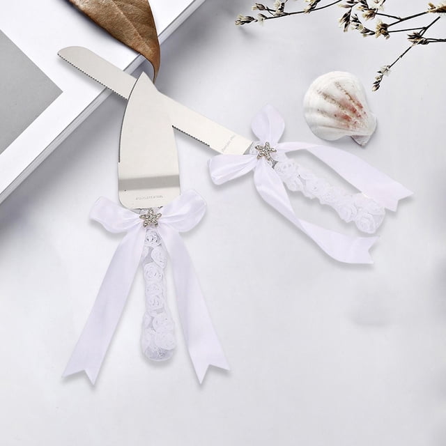 Juego de Cuchillo y servidor para pastel de bodas Macarena Pala de pastel plateada