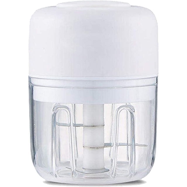 Nvzi Picadora de ajo eléctrica mini USB portátil, procesador de alimentos, picadora de ajo, picadora para carne y verduras, sin BPA (1 taza, blanca)