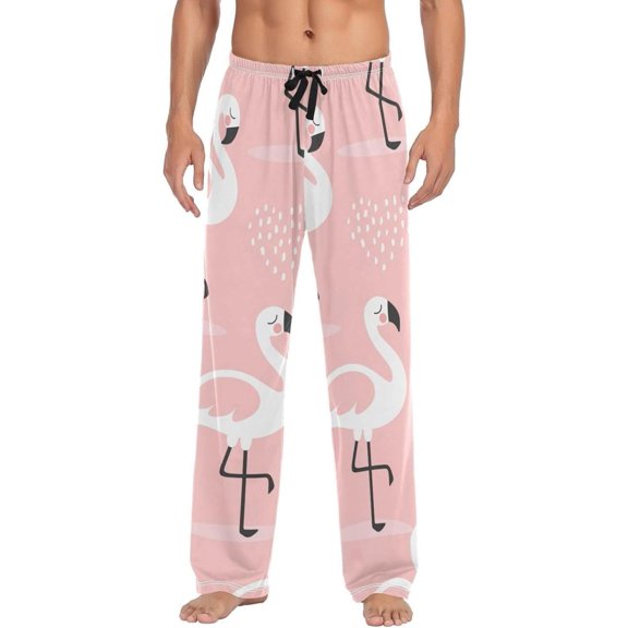 Pink Flamingos Ghost Pajama Pants, Men's Lounge Pants Light with Drawstring and Pockets, Christmas New Year Birthday Father's Day Gifts, XX-Large