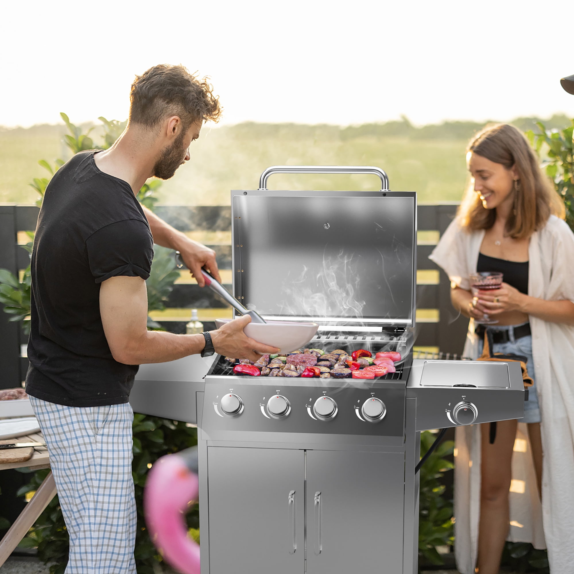 バーベキュー・調理用品 BBQ GRILL S GRILL RECTANGLE Folding Charcoal BBQ Grill with Dishwasher-safe Grill Grids