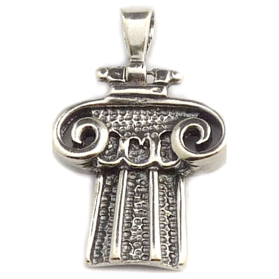 Sterling SilverRhodium Plated Greek Ionic Architecture Pendant