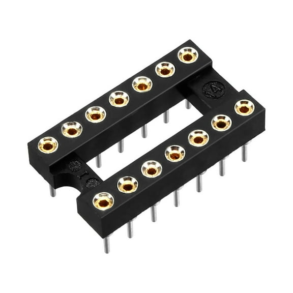 Uxcell 2pcs 2.54mm Pitch 7.6mm Row Pitch 2 Row 14 Round Pins DIP IC Chip