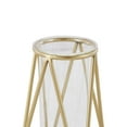 thumbnail image 5 of DecMode 9", 13"H Geometric Tube Gold Glass Vase with Metal Stand, Set of 2, 5 of 14