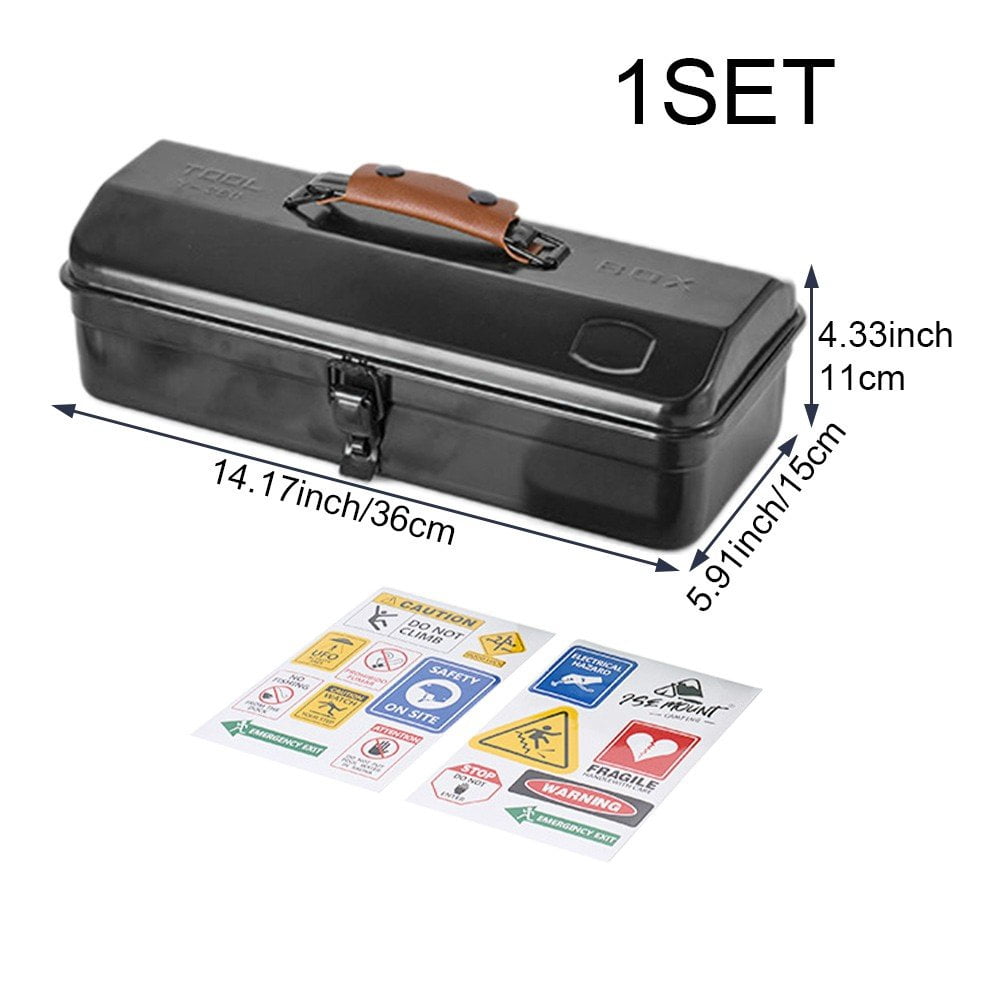 Vjnyvs Metal Tool Box, Multifunction Iron Toolbox, Portable Tool Box with Stickers Repair Tool Storage Box Container with Metal Latch for Tool Storage