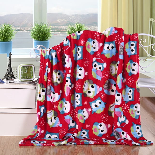 Elegante manta de forro polar cómoda, 127 x 152 cm, diseño de búho navideño