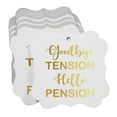 thumbnail image 3 of Inkdotpot Real Gold Foil Bracket Shape Paper Hang Tags Good Bye Tension Hello Pension Retirement Favor Tags Pack Of 50, 3 of 7