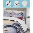 thumbnail image 3 of Quilt King Size Bedding Set, White Snowman Christmas Reversible Summer Quilt 3 Pieces, Xmas Snowflake Winter Branches Lightweight Bedspreads Coverlets with 2 Pillow Shams for All Seasons, 3 of 5