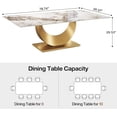 thumbnail image 3 of Tribesigns 78.7" Sintered Stone Dining Table, Luxury Kitchen Table with Pandora Sintered Stone Tabletop and Stainless Steel Pedestal for Dining Room for 8, White Gold, 3 of 5