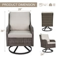 thumbnail image 3 of MOLIBYME Outdoor Patio Rattan Swivel Chair, All Weather Wicker Lounge Chair with Wood Grain Finish Armrest for Deck Porch Backyard Balcony, Off White Cushion, 3 of 10