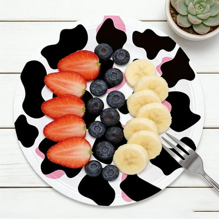 Upgraded Cow Themed Disposable Paper Plates 16pcs 7in And 9in Farm Animals Party Tableware Set Cow Print Birthday Party Supplies For Celebration H