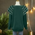 thumbnail image 6 of Christmas Trendy Sweatshirts for Women Ruffle Pleated Long Sleeve Oversized Crewneck Pullover Holiday Tops (XL, Army Green 11), 6 of 7