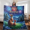thumbnail image 2 of Happy New Year Devon Rex Family Cheer Winter Midnight Firework Quilt Blanket Cat Lover Kitten Owner Gifts Cozy Comforter Throw Blanket - 02025, 2 of 5