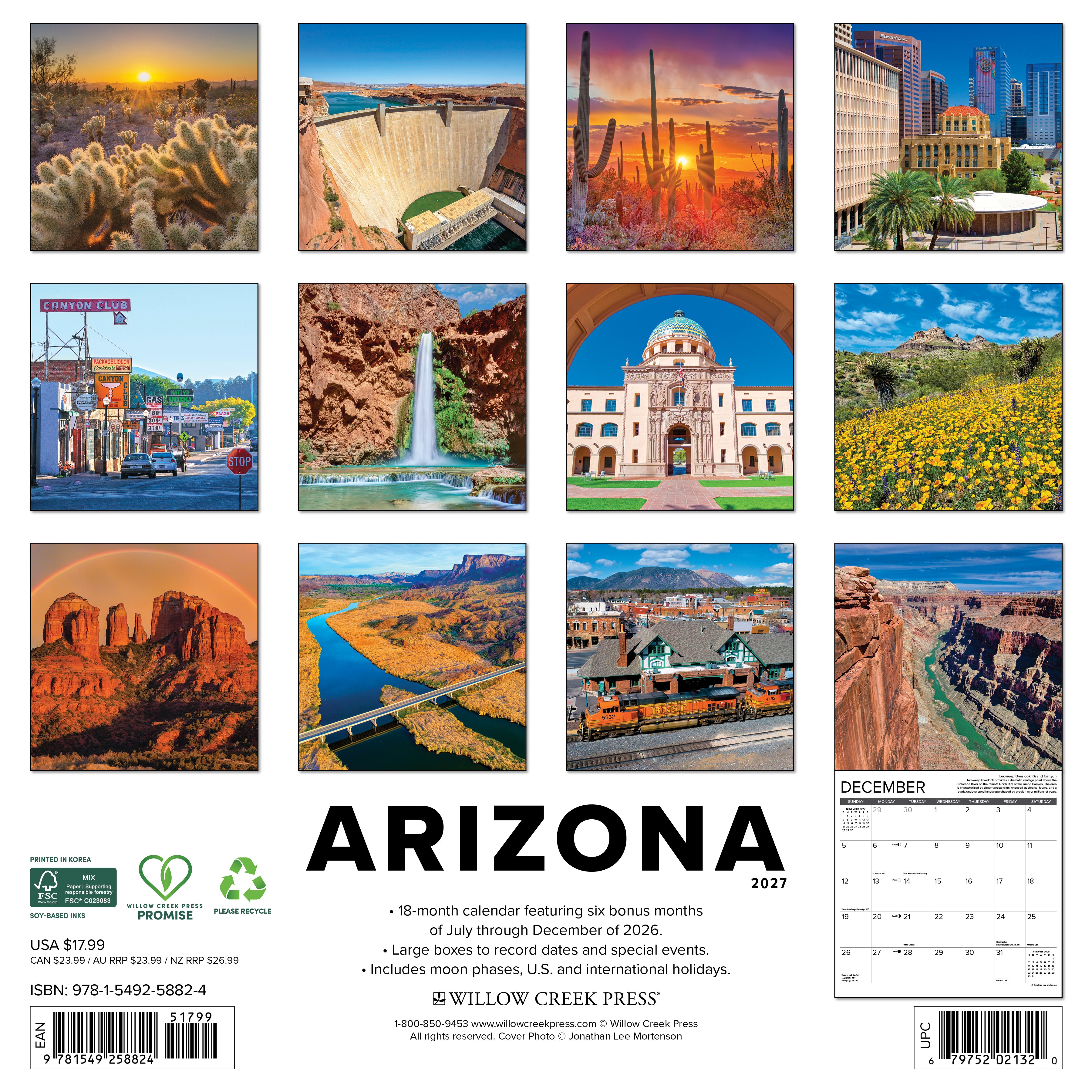 Willow Creek Press, Arizona 2027 Wall Calendar