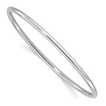 14k White Gold Polished 3.00mm Slip-on Round Bangle Bracelet