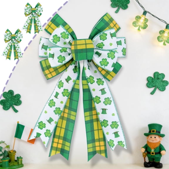 Orangide St. Patrick's Bow Decoration, Irish Festival Bow Pendant Set of 2, Holiday Decor for Home and Party, St. Patrick's Day Celebration Accessory