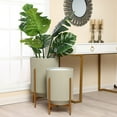 thumbnail image 4 of LuxenHome Set of 2 Gray Honeycomb Metal Cachepot Planters with Gold Stands, 4 of 12