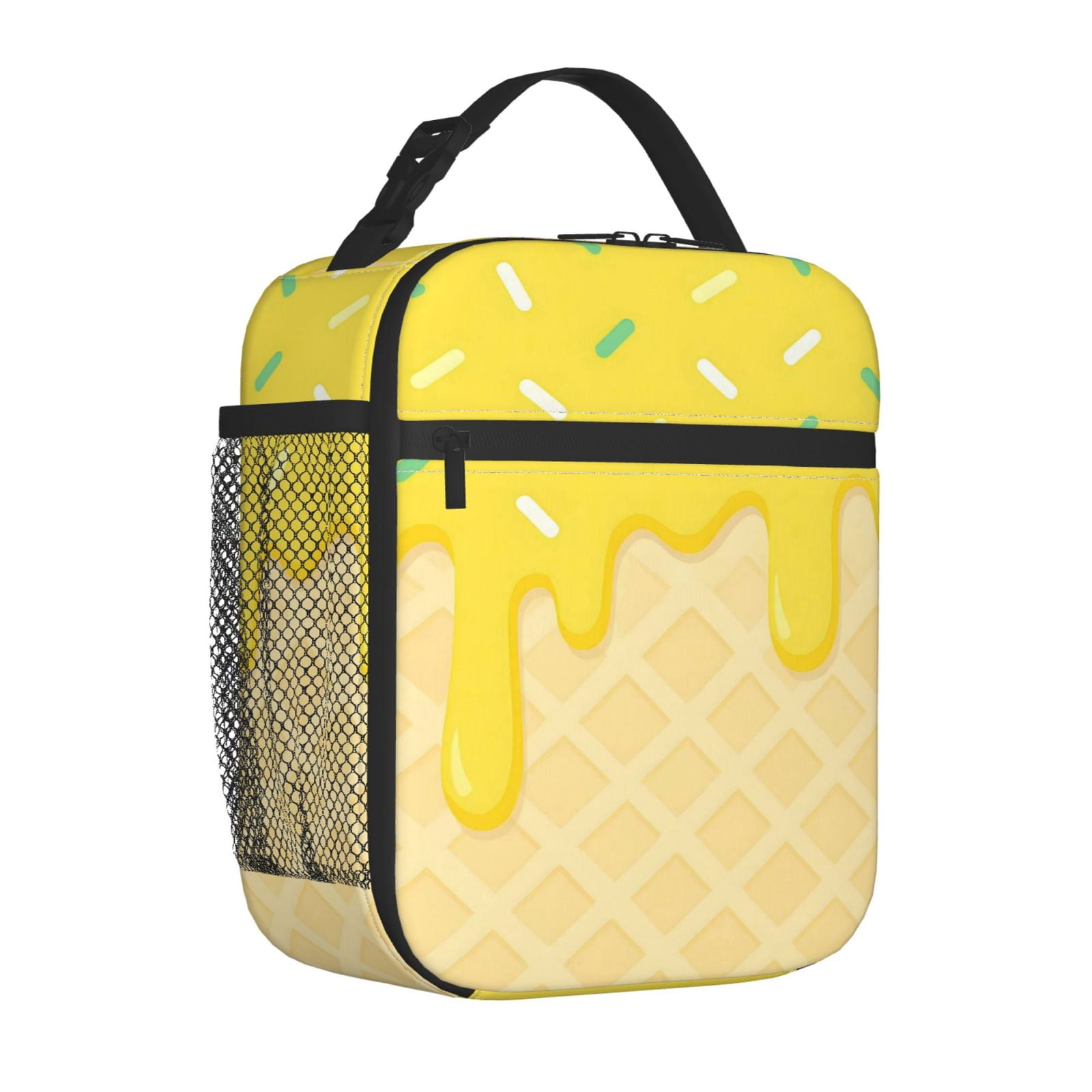 Lunch Bag For Women Men Insulated Portable Lunch Box Bento Box Office Picnic Travel Cooler Bag Ice Cream Yellow