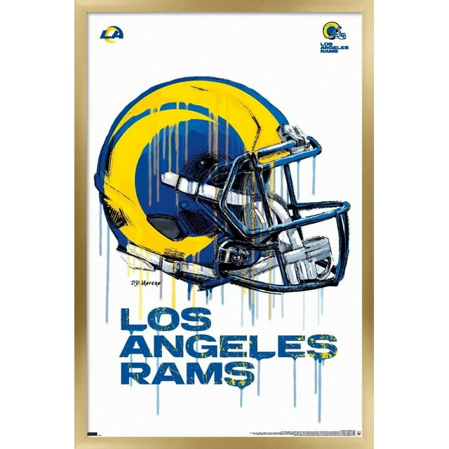 NFL Los Angeles Rams - Drip Helmet 20 Wall Poster, 14.725" x 22.375" Framed