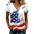 thumbnail image 4 of Womens Patriotic Tshirt 250th Anniversary USA Shirts Red White and Blue V Neck Summer Tops Casual 4th of July Outfit for Women, 4 of 6
