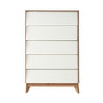 thumbnail image 4 of Merluxy 5 Drawer Dresser for Bedroom, Mid Century Wood End Table, White & Yellow Walnut, 4 of 9