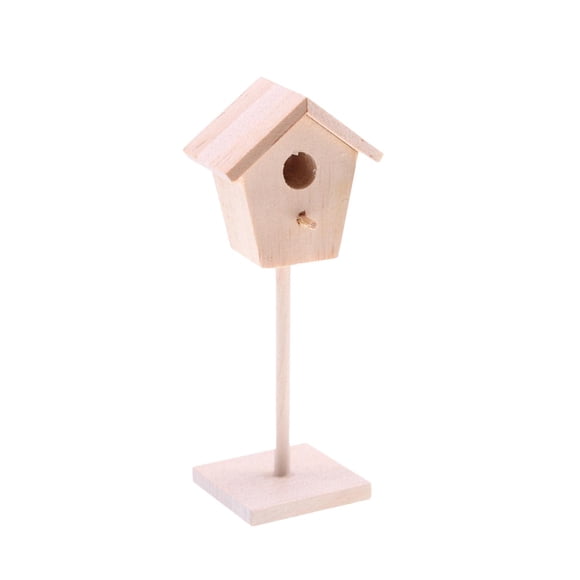 ZLight Charming Unpainted Miniature Birdhouse Craft Decode Dreamy Mini Garden Themes With Fun Miniature Armchair