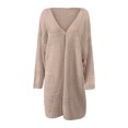 thumbnail image 4 of Lilgiuy Women's Crochet Cardigan Kimono Boho Long Sleeve Lightweight Soft Oversized Open Front Knitted Sweater,Khaki,14(XXXL) Winter Fashion 2022, 4 of 5