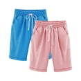 thumbnail image 2 of Maqroz 2 Pack Girls Bermuda Shorts Elastic Waist Casual Summer Linen Shorts with Side Pockets Solid Color Loose Fit Capri Pants 3-13 Years, 2 of 4