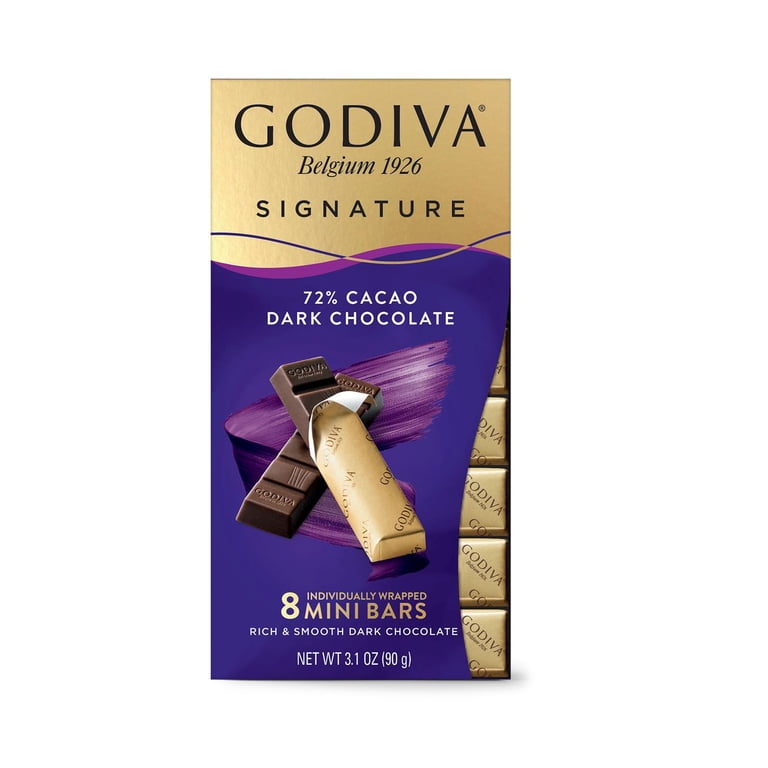 3 pack) Godiva Signature 72% Cacao Dark Chocolate Mini Bars, 8 count, 3.1 oz - Walmart.com