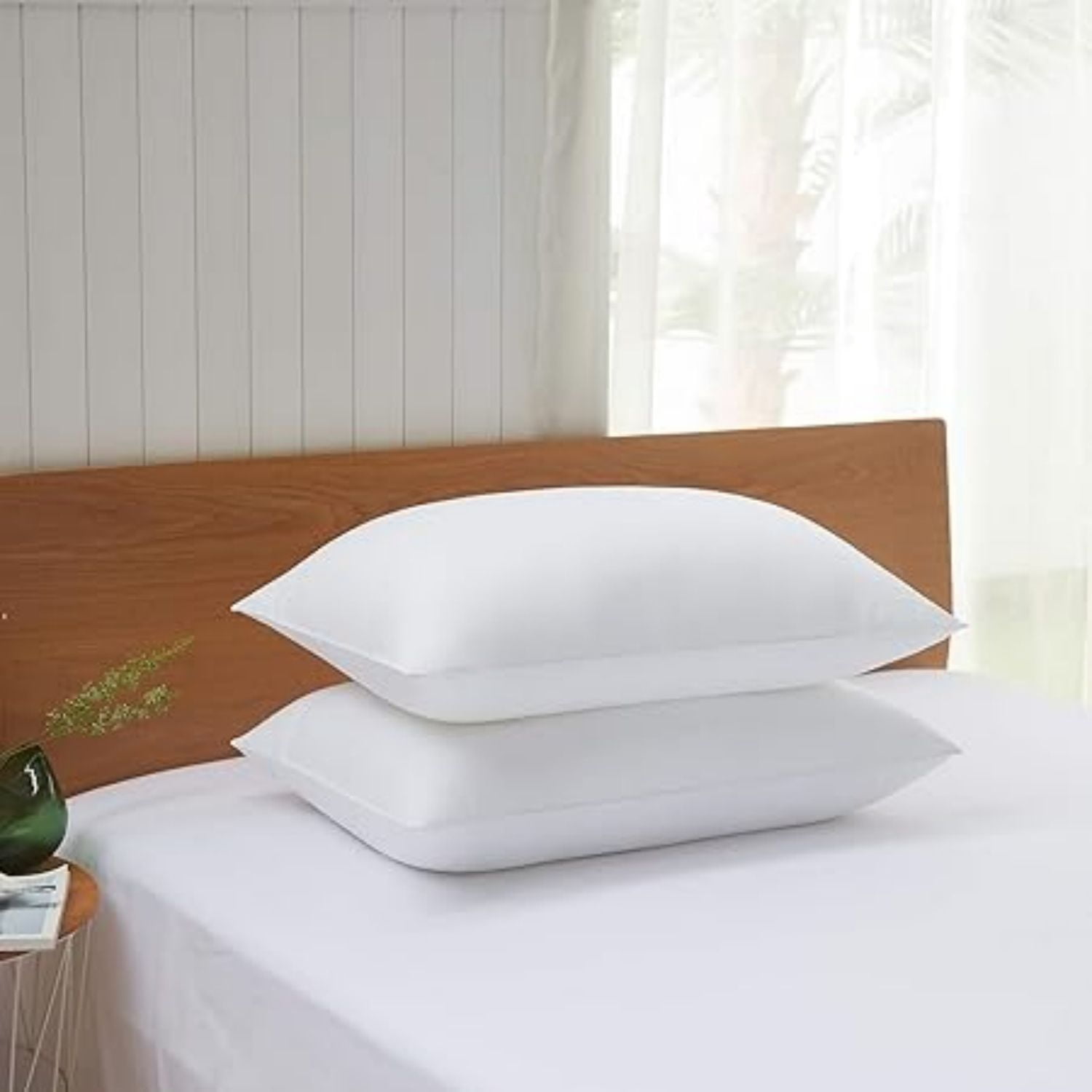 Hotel Quality Bed Pillows for ,Premium 3D Plush Fiber-Reduces Neck Pain,Breathable Cooling Cover Skin-Friendly, Standard (Pack of 4), White 4 Count