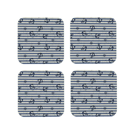 

Matuu Anchors And Steering Wheel for Cup Coasters Set of 4 Leather Coasters Desk Coasters for Office Measures 4” x 4”-Square