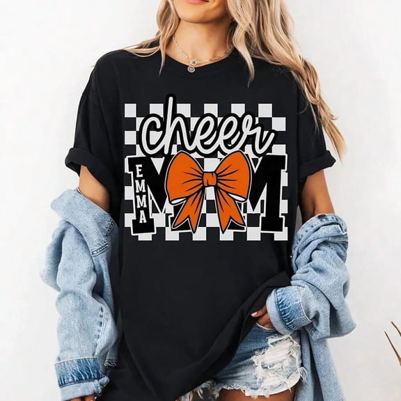 Custom Cheer Mom Shirt, Personalized Cheer Mama Gift, Cheerleader Tshirt, Cheerleading Shirts, Cheer Spirit T-Shirt, Football Cheer.