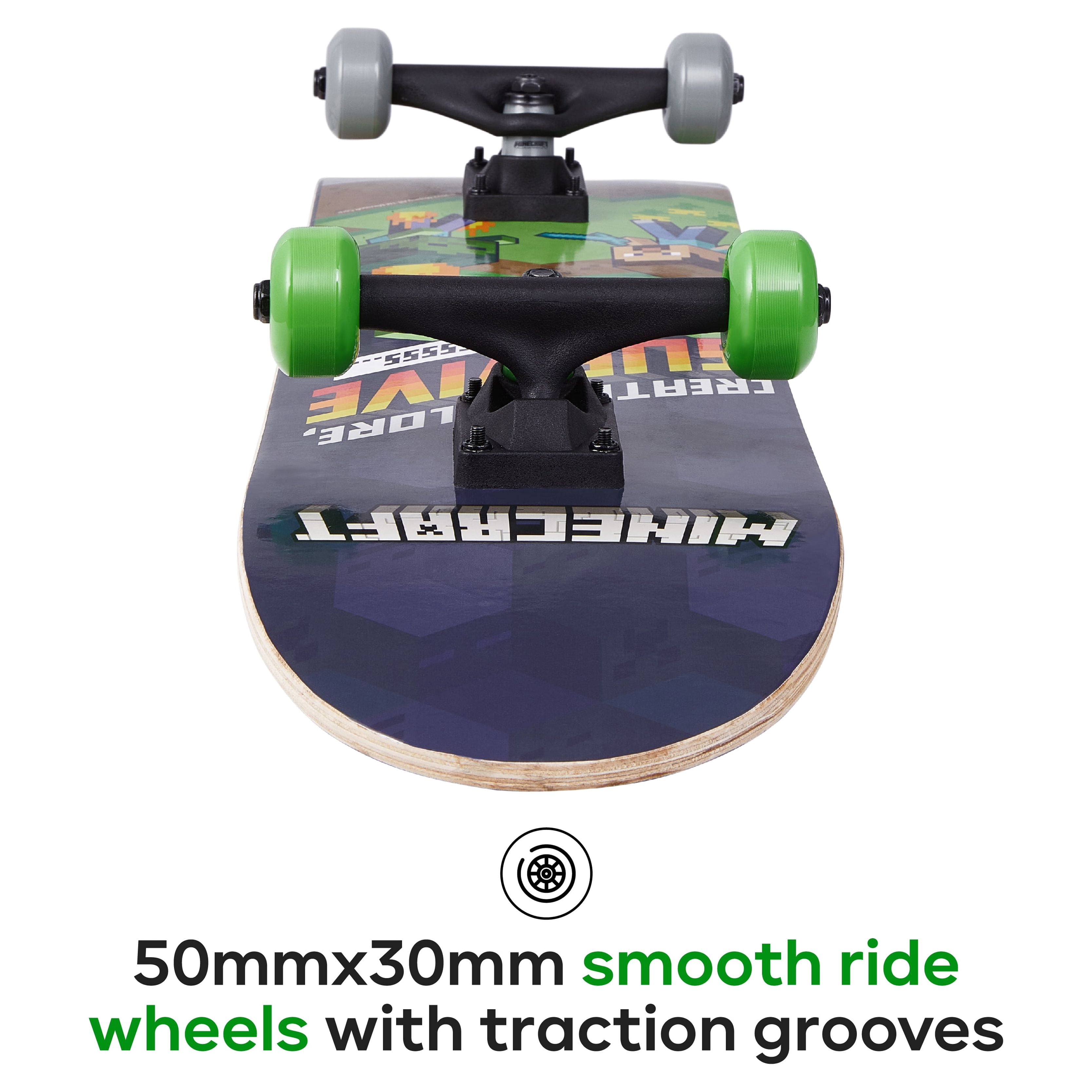 Minecraft 31" Popsicle Complete Standard Beginner Skateboard with 50mm Wheels for Kids, Green