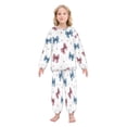 thumbnail image 2 of Fluffy Pajamas Set Fuzzy Winter Warm Pj Sets Pullover Tops and Long Pants Red and Blue Stripes Bows Small, 2 of 8