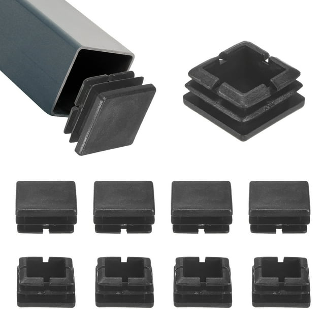 Uxcell 10 Pack Tapas de Tubo 1 x 1" Tapones de Agujero Cuadrados de Plástico para Patas de Silla/Taburete