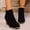 Black, variant on Women Faux Suede Ankle Booties, Round Toe Block Heel Short Boots with Side Zipper, Comfort Chunky Heel Boots