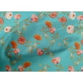 thumbnail image 4 of oneOone Popeline de Coton Bleu Turquoise Tissu Fleur et Feuilles Aquarelle Matériel de Couture Tissu Imprimé au Mètre 56 Pouces de Large, 4 of 4
