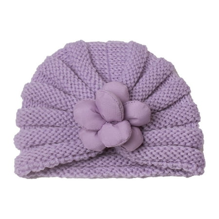 

Toddler Baby Boys Girls Knitted Cap Beaniess Flower Knotted Elastics Turban Hat