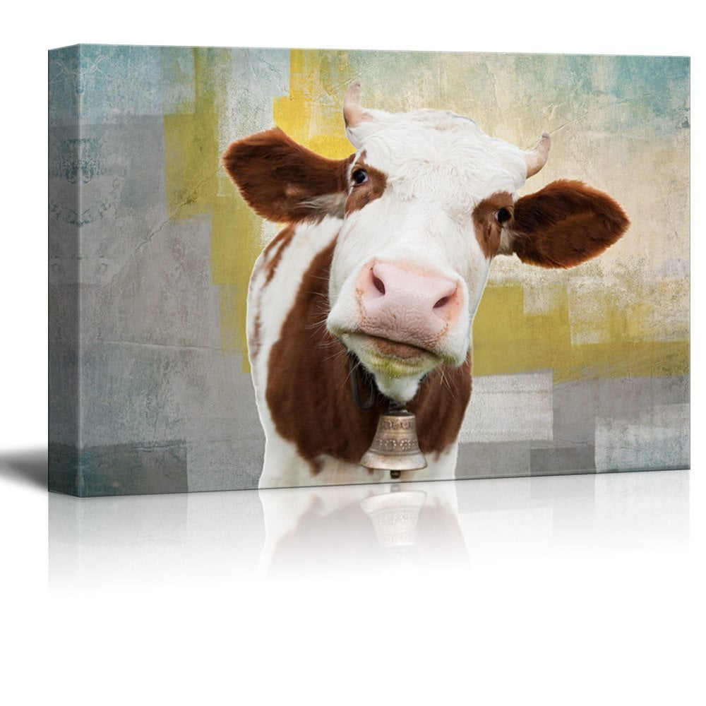 wall26 - Canvas Print Wall Art - Head of a Milk Cow on Abstract