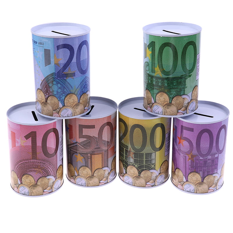 1pc Euro Dollar Money Box Safe Cylinder Piggy Bank Banks For Coins Deposit SK 