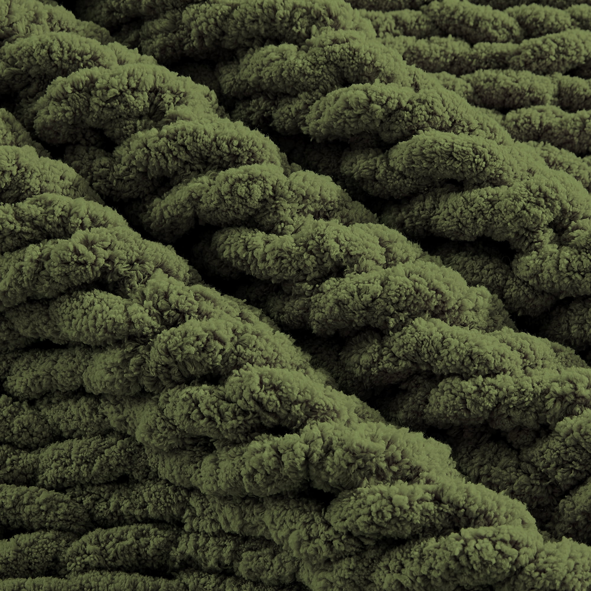 Carriediosa Chunky Knit Throw Blanket Handmade Soft Throws for Couch Sofa Bed, 50" x 60" Olive Green