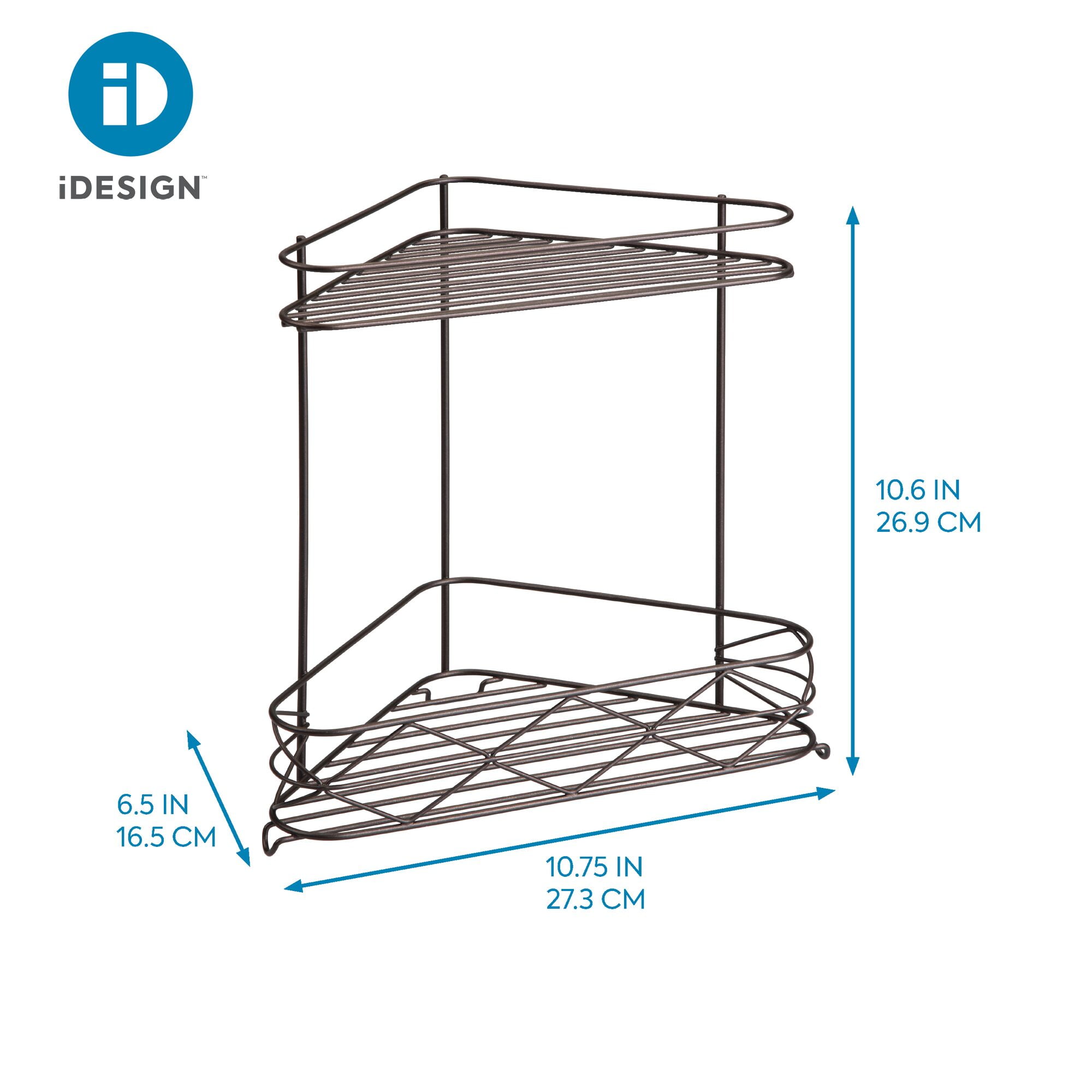 (2 pack) Better Homes & Gardens Steel Corner Shower Organizer Storage Shelf, 10.75" x 6.5" x 10.6", Bronze