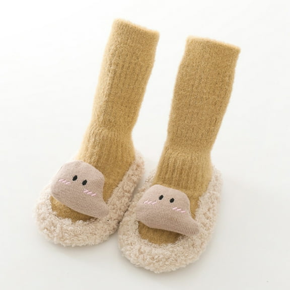 PTOOTP 1 Pair Toddler Socks Yellow Cartoon Design Soft Baby Socks for Indoor Wear and Baby Shower