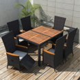 thumbnail image 1 of vidaXL 7 Piece Outdoor Dining Set Poly Rattan Acacia Wood Black, 1 of 5