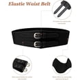 thumbnail image 6 of AWAYTR Women's Wide Elastic Leather Belt - Double-breasted Elastic Waistband - Vintage Stretchy Belts for Dresses Shirts, 6 of 11