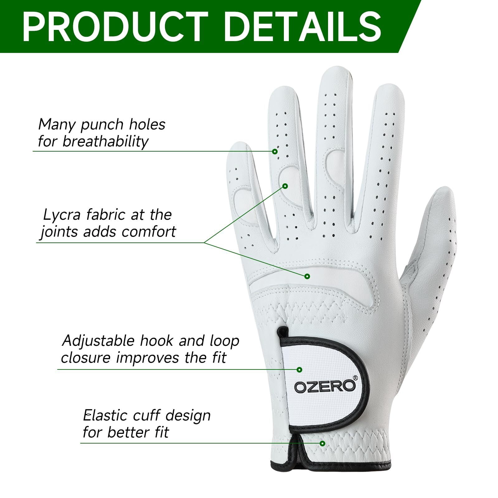 OZERO Women's Golf Gloves Premium Sheepskin Left Hand | Lightweight & Extra Grip