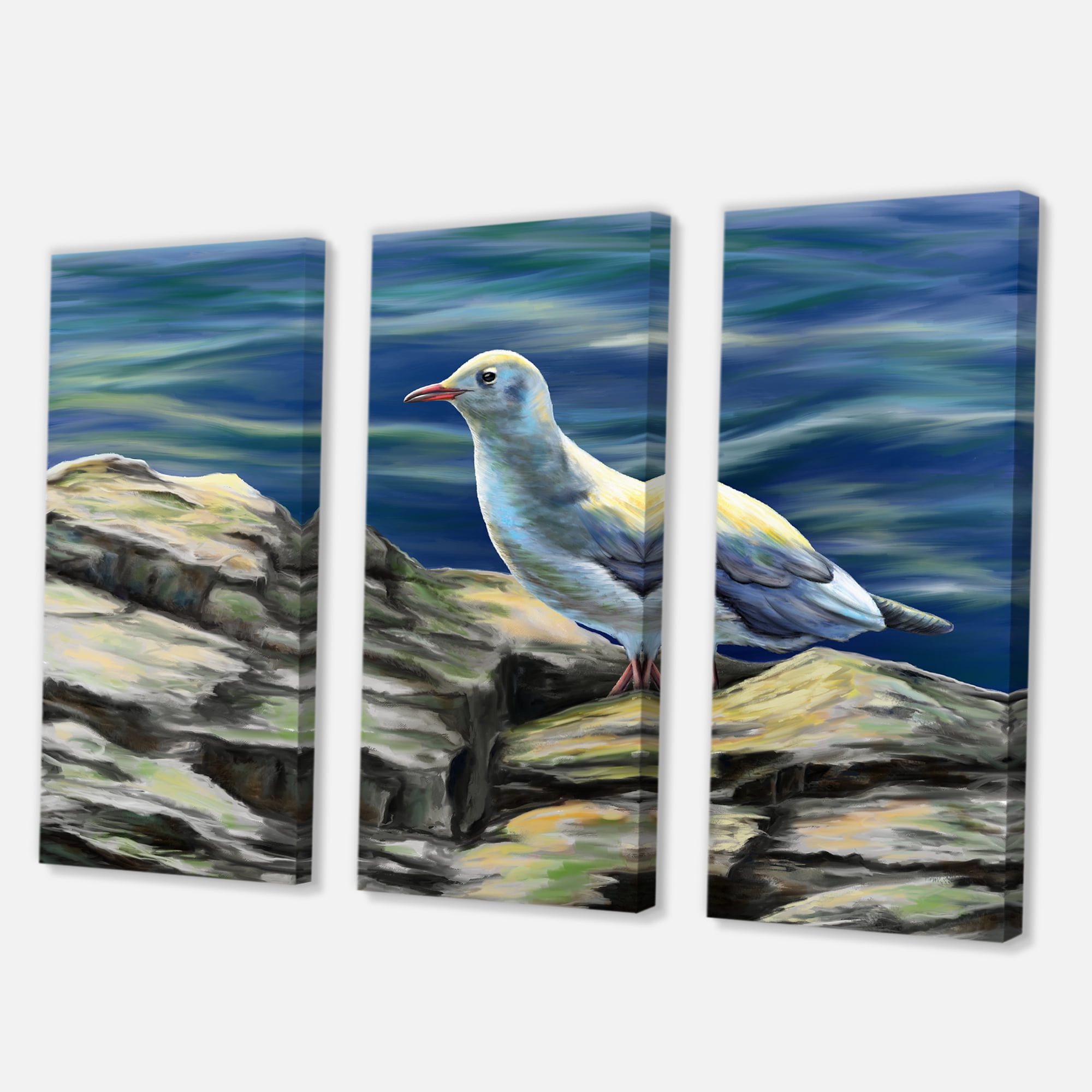 Designart ' Portrait of Seagull Birds By The Sea ' Nautical & Coastal Canvas Wall Art Print