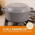 thumbnail image 3 of 2-in-1 Enamel Cast Iron Dutch Oven with Skillet Lid - 7 Quart Grey Cookware for Casserole, Stew & Braising, 3 of 6
