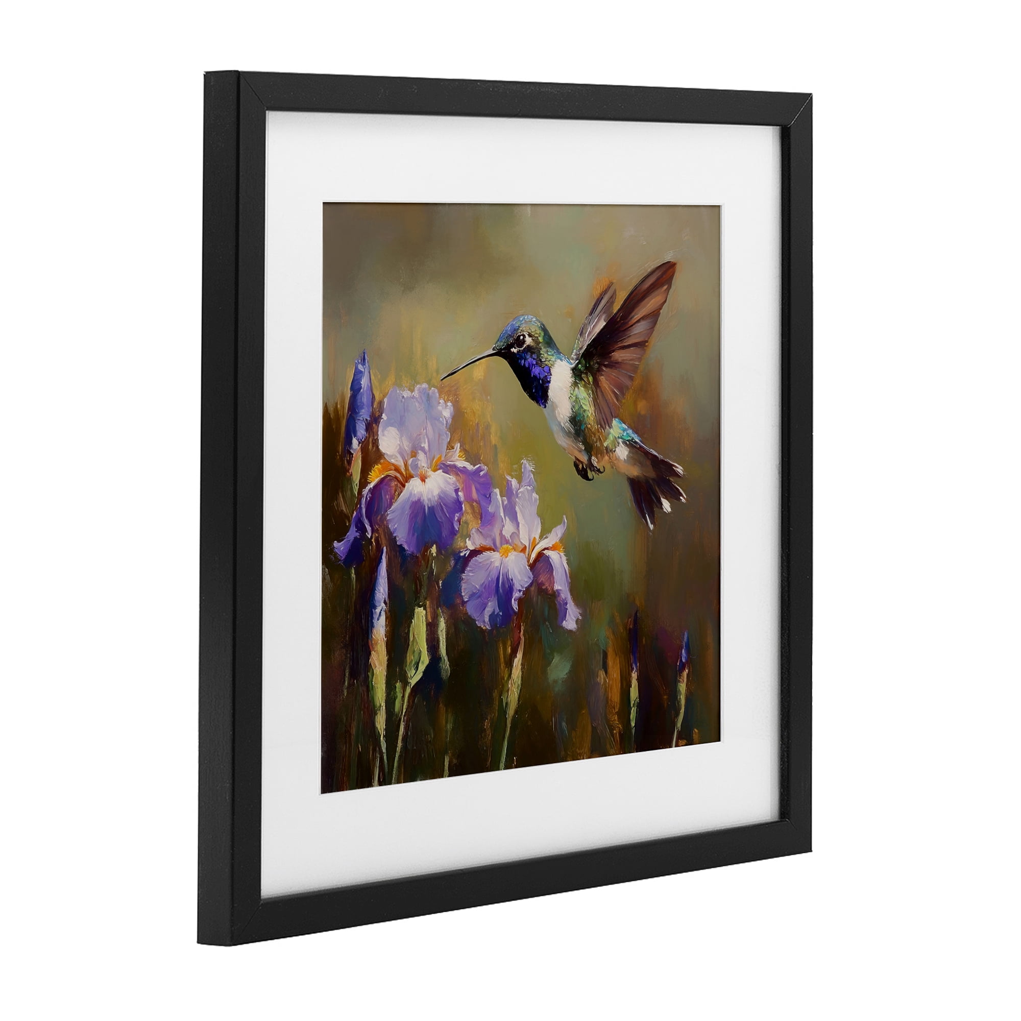 Stupell Industries Hummingbird & Purple Irises Black Framed Print Under Glass, design by Tina LeCour