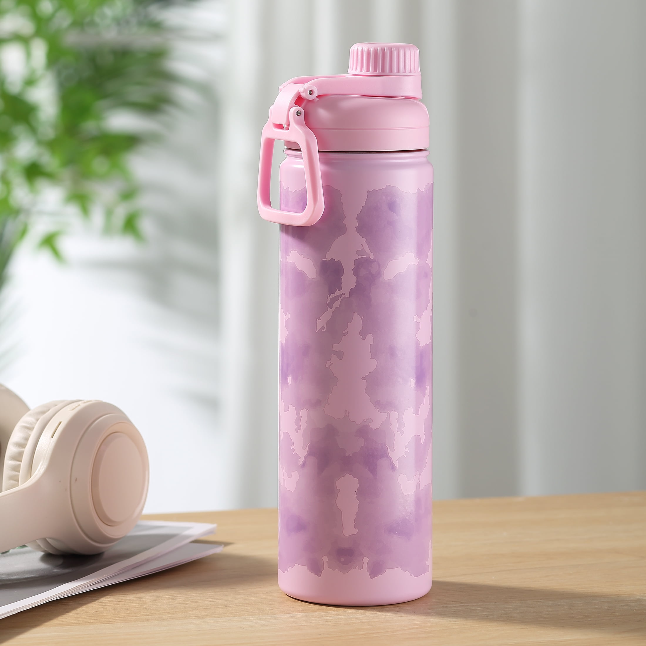 Mainstays Lot de 2 gourdes sport 24 oz en acier inoxydable - Rose